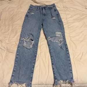 Garage Light Blue Distressed Straight Leg Jeans